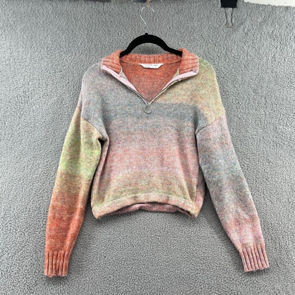 Belle du jour sweater rainbow ombre mock neck quarter zip pullover XS - Picture 3 of 12